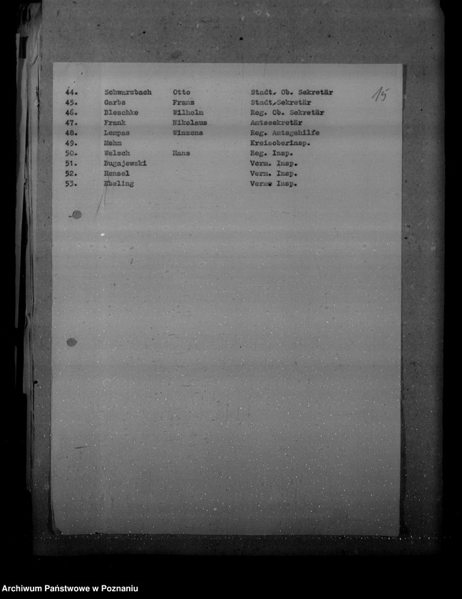 Obraz 19 z jednostki "Personal. Regierung und Landratsämter Posen"