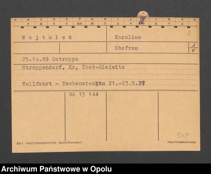 Obraz 3 z jednostki "[Wojtulek Karoline, ur. 25.10.1889 Ostroppa]"