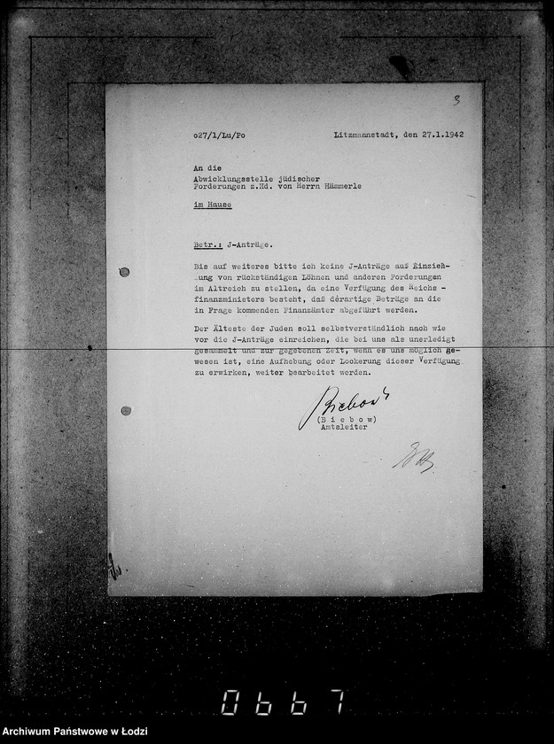 Obraz 7 z jednostki "Anordungen Getto V. von Biebow"