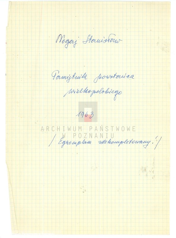 Obraz 5 z jednostki "Nogaj Stanisław: Pamiętnik powstańca wielkopolskiego."