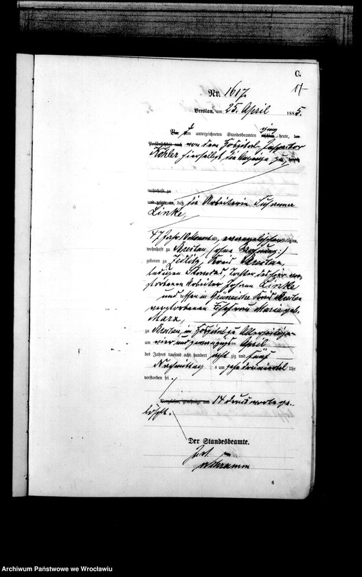 image.from.unit.number "Sterbe-Haupt-Register Breslau I 1885 Band 5"