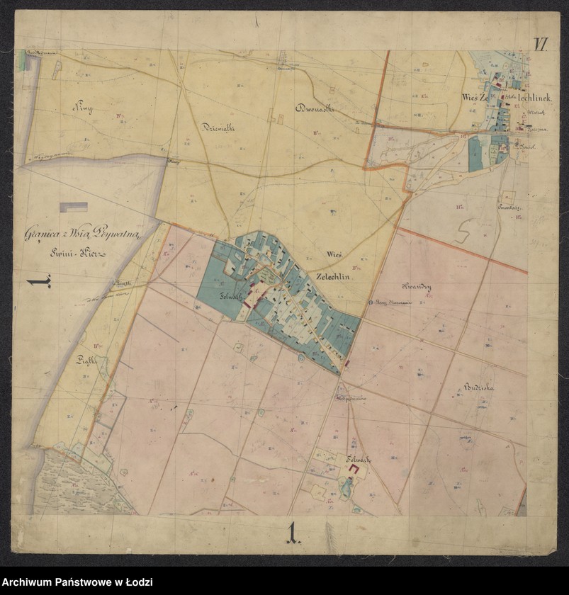 Obraz 1 z jednostki "Plan dóbr skonfiskowanych Tomaszów Mazowiecki składających się z kluczy Żelechlin i Kopiec położonych w gubernii mazowieckiej powiecie rawskim"