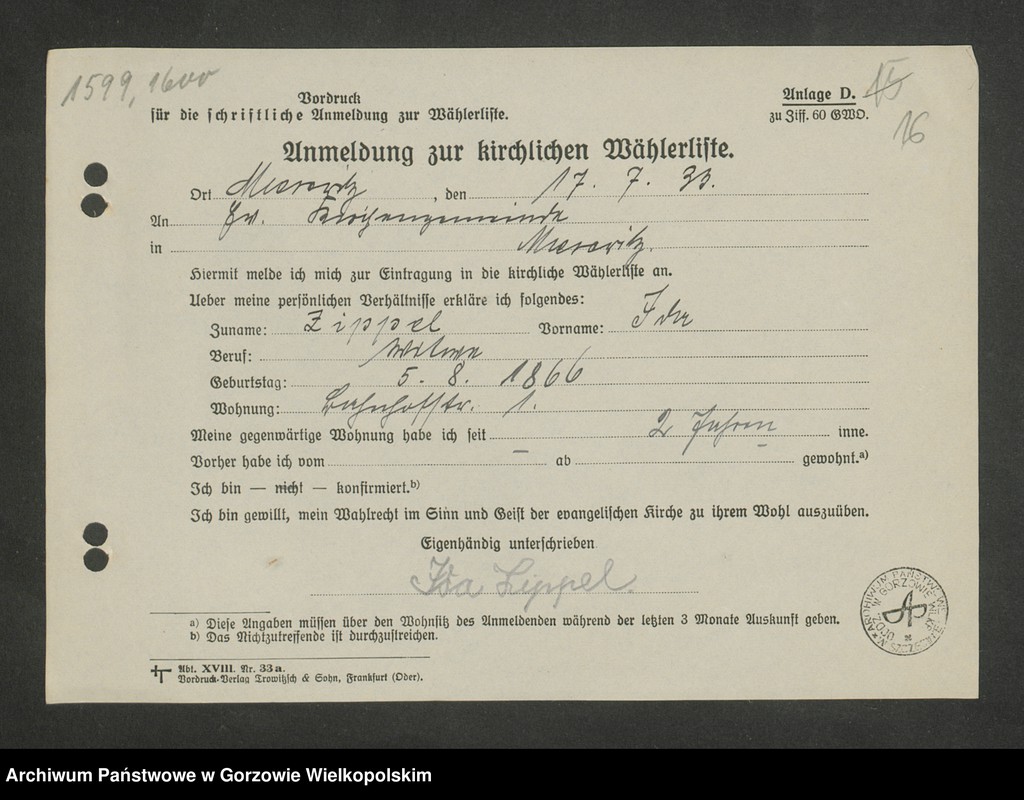 image.from.unit.number "Anmeldungen zur Wählerliste. Band III"