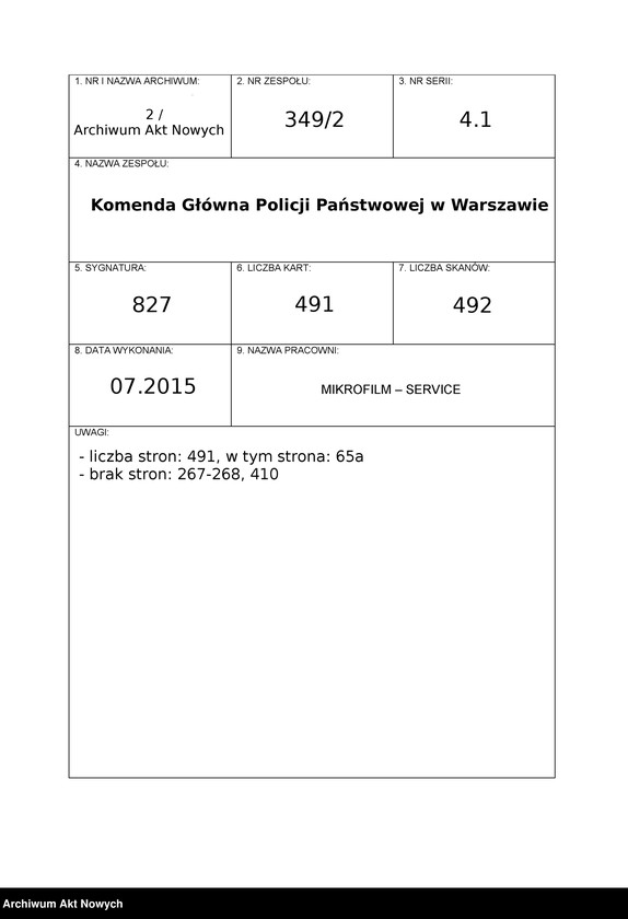Obraz 1 z jednostki "Działalność Wydziału III Komendy Głównej Policji Państwowej. Zarządzenia, pisma okólne, korespondencja."