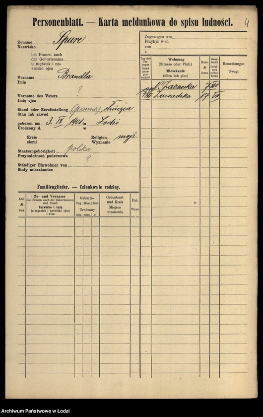 Obraz 6 z jednostki "[Spis ludności Łodzi] Szpulińska-Szron"