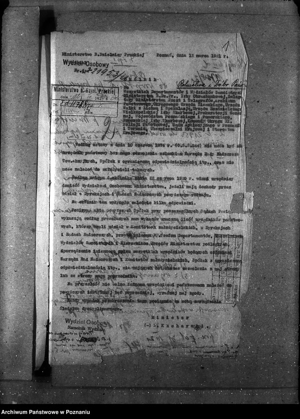 Obraz 5 z jednostki "Sprawy osobowe Personalia - zajęcia poboczne urzędników państwowych"