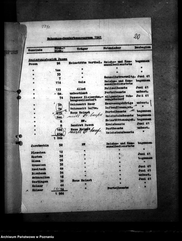 Obraz 19 z jednostki "Vermerk über die Besprechung bei dem Gauleiter. Sonderbauprogramm 1940/ 41."