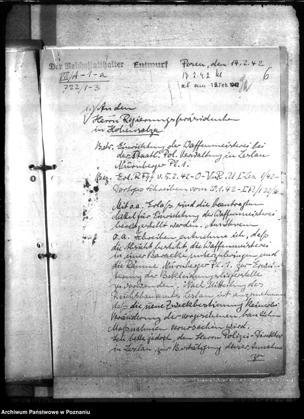 Obraz 10 z jednostki "Dienststellen der Polizei, Waffenmeisterei in Leslau"