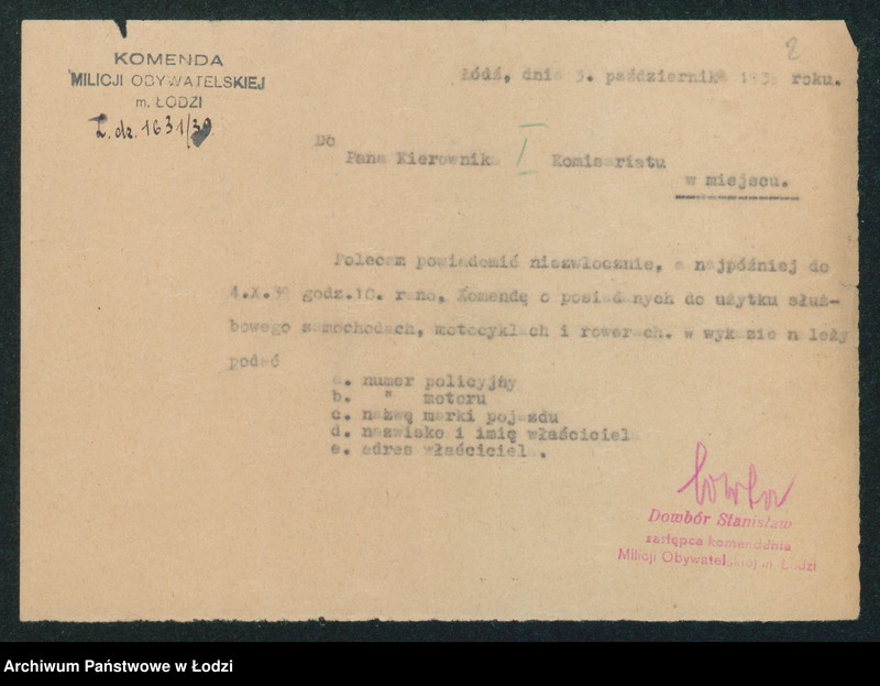 Obraz 4 z jednostki "[Akta I-go Komisariatu Milicji Obywatelskiej - zarządzenia i rozkazy Komendy Milicji Obywatelskiej i władz niemieckich]"