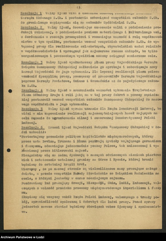 Obraz 19 z jednostki "Związek Samopomocy Chłopskiej-sprawozdania [inspektoratów, referatów, komisji] Zarządu Wojewódzkiego [oraz protokoły ze zjazdów wojewódzkich i okręgowej konferencji rolniczej]"
