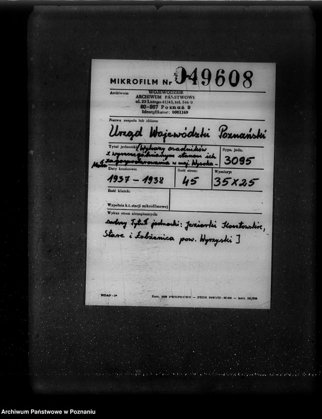 Obraz 2 z jednostki "Wykaz osadników z wyszczególnionym stanem ich zagospodarowania w majątkach Wyrza, Wysoka Mała, Jeziorki Kosztowskie, Stare i Łobżenica powiat wyrzyski"