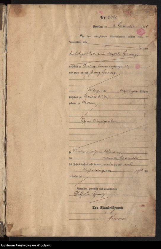 image.from.unit.number "Sterbe-Haupt-Register Breslau I 1891 Band 7"