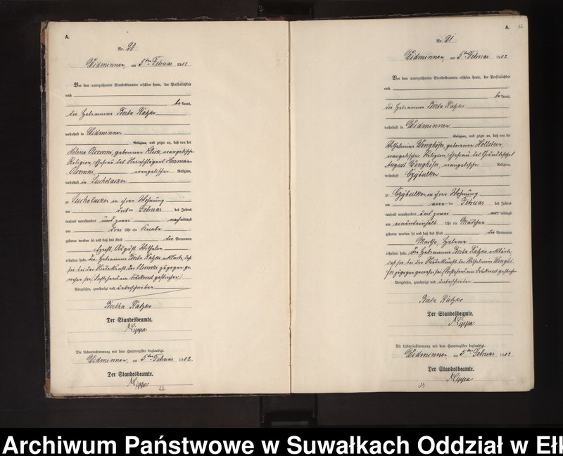 image.from.unit.number "Geburts-Neben-Register des Preussischen Standes-Amtes Widminnen Kreis Loetzen"