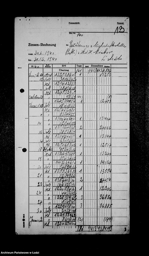 Obraz 17 z jednostki "Bankkonto nr 700"