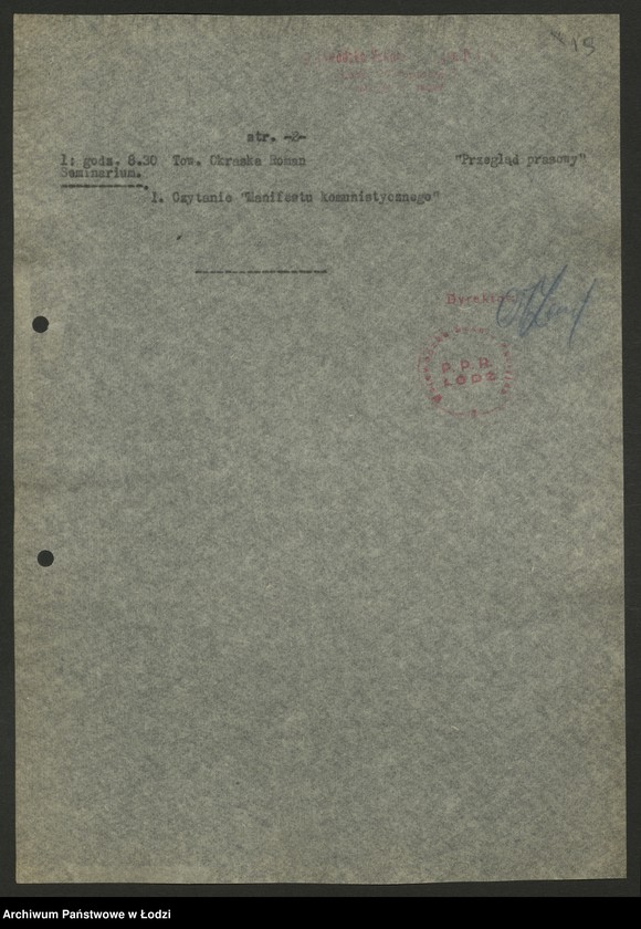 Obraz 20 z jednostki "Wojewódzka Szkoła PPR; programy wykładów, sprawozdania [z działalności, wykazy absolwentów]"