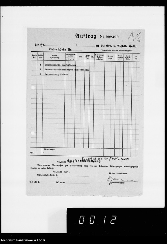 Obraz 10 z jednostki "Kürschnerei. [Zamówienia, rachunki i świadectwa dostaw]"