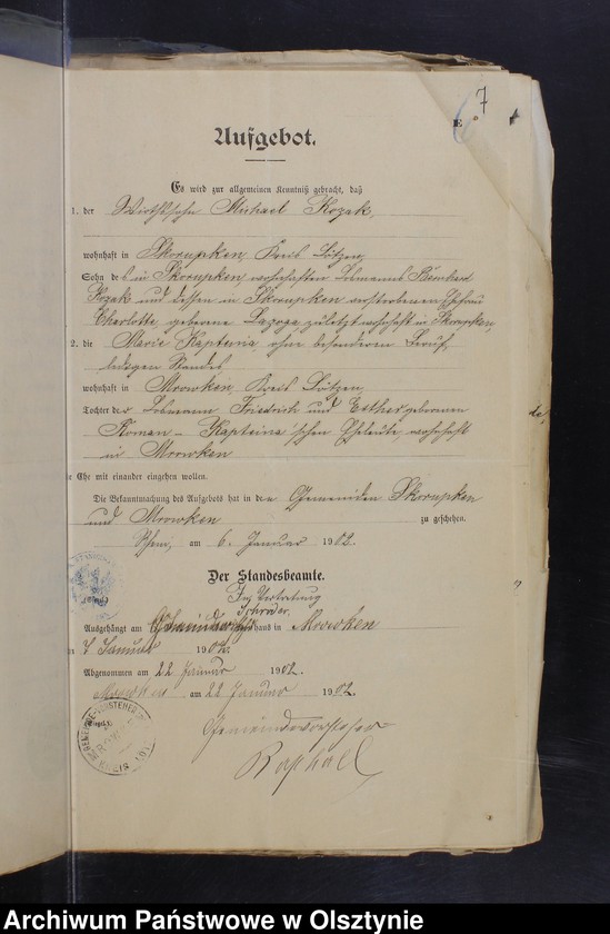 image.from.unit.number "Beläge zum Heiraths-Register"