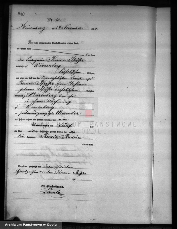 image.from.unit.number "Geburts-Haupt-Register für des Standes Amt Winzenberg 1874"