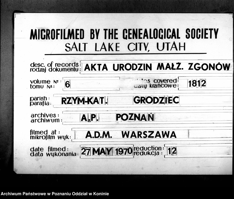 Obraz 1 z jednostki "Księga urodzeń, małżeństw i zgonu"