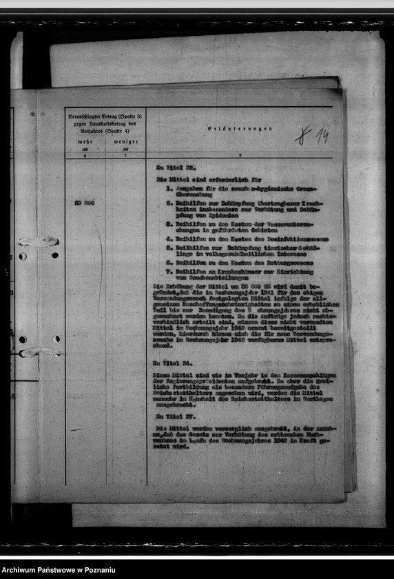 Obraz 17 z jednostki "Haushalt der Medizinalverwaltung - Haushaltsvoranschlag 1942"