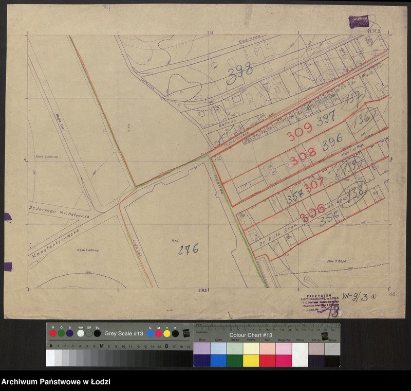 Obraz 1 z jednostki "Plan m. Łodzi 1:2000 z oznaczeniem podziału miasta na Obwody Komitetów Blok. Sekcja NW3"