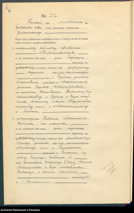 Obraz 8 z jednostki "Księga miejscowa małżeństw tom II [Rejestr główny małżeństw]"