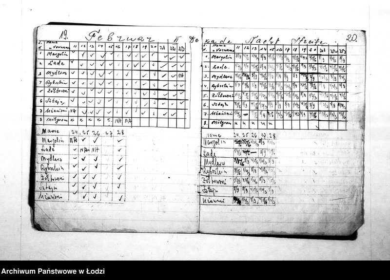 Obraz 13 z jednostki "Służba sztrejf [Wykazy milicjantów odbywających nocną służbę na terenie IV rewiru]"
