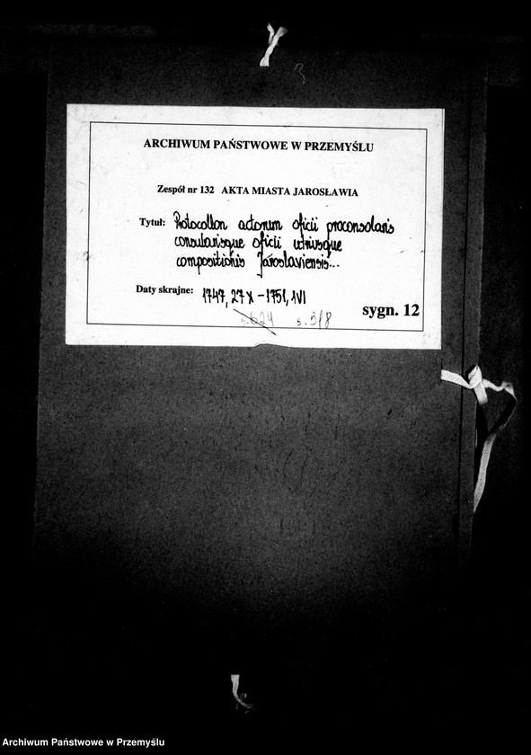 Obraz z jednostki "Prothocollon actorum oficii proconsolaris consularisque oficii utriusque compositionis Jaroslaviensis annorum 1747 1748 1749 et 1750 ad annum 1751 mensis ad ultimam maii [Protokół spraw urzędu burmistrzowsko-radzieckiego jarosławskiego lat 1747, 1748, 1749 i 1750 do końca maja roku 1751]"