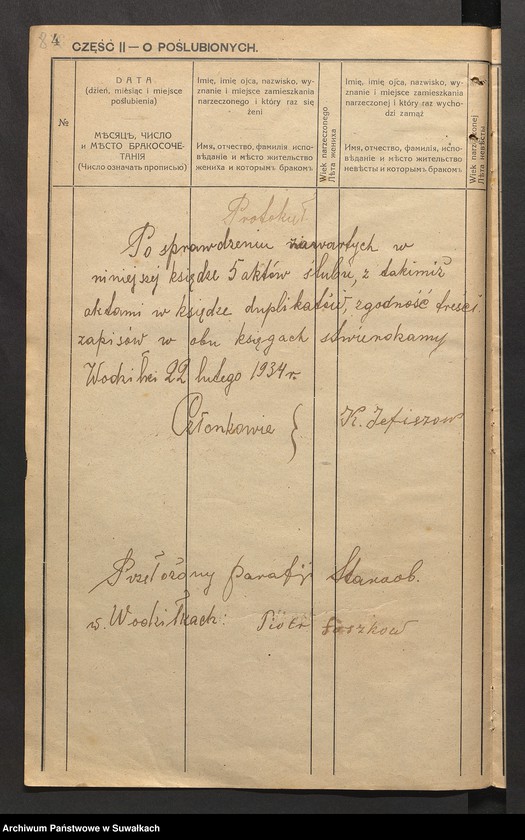 image.from.unit.number "Księga metryczna duchownego Piotra Łaszkowa cerkwi staroobrzędowców w Wodziłkach na 1933 rok. Część II-a o poślubionych"