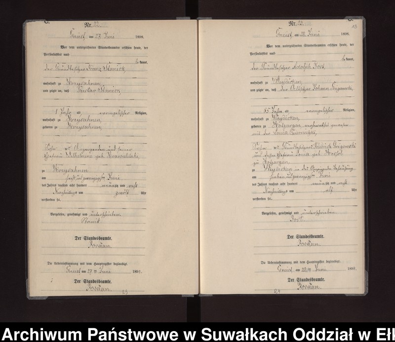 image.from.unit.number "Sterbe-Neben-Register des Königlichen Preussischen Standes-Amtes Gneist Kreis Lötzen"