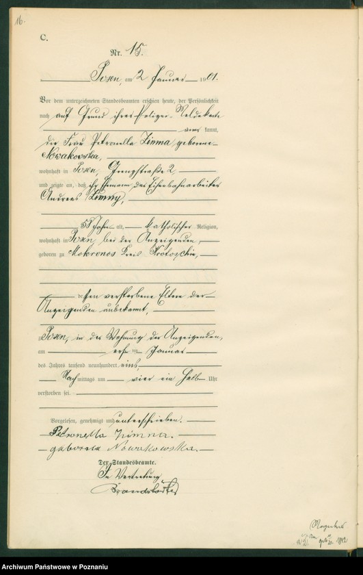 Obraz 18 z jednostki "Księga miejscowa zgonów t. I"