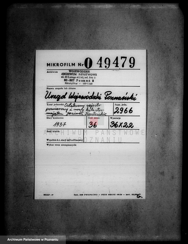 Obraz 2 z jednostki "Ostateczny rejestr pomiarowy i nowy kataster majątku Jeziorki Kosztowskie"