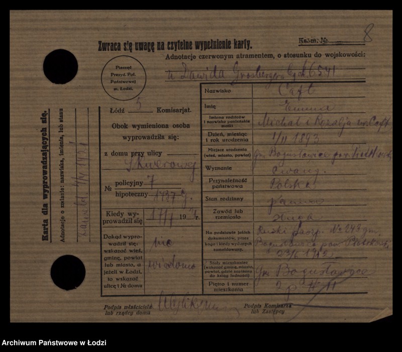 Obraz 10 z jednostki "[Spis ludności Łodzi] Zajdel - Zajderman"