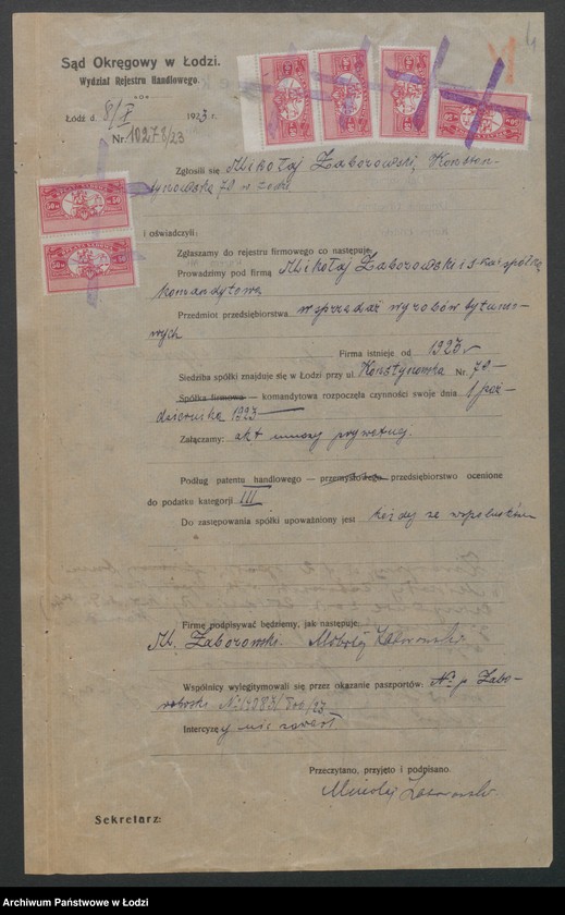 Obraz 6 z jednostki "Mikołaj Zaborowski i S-ka- handel wyrobami tytoniowymi"