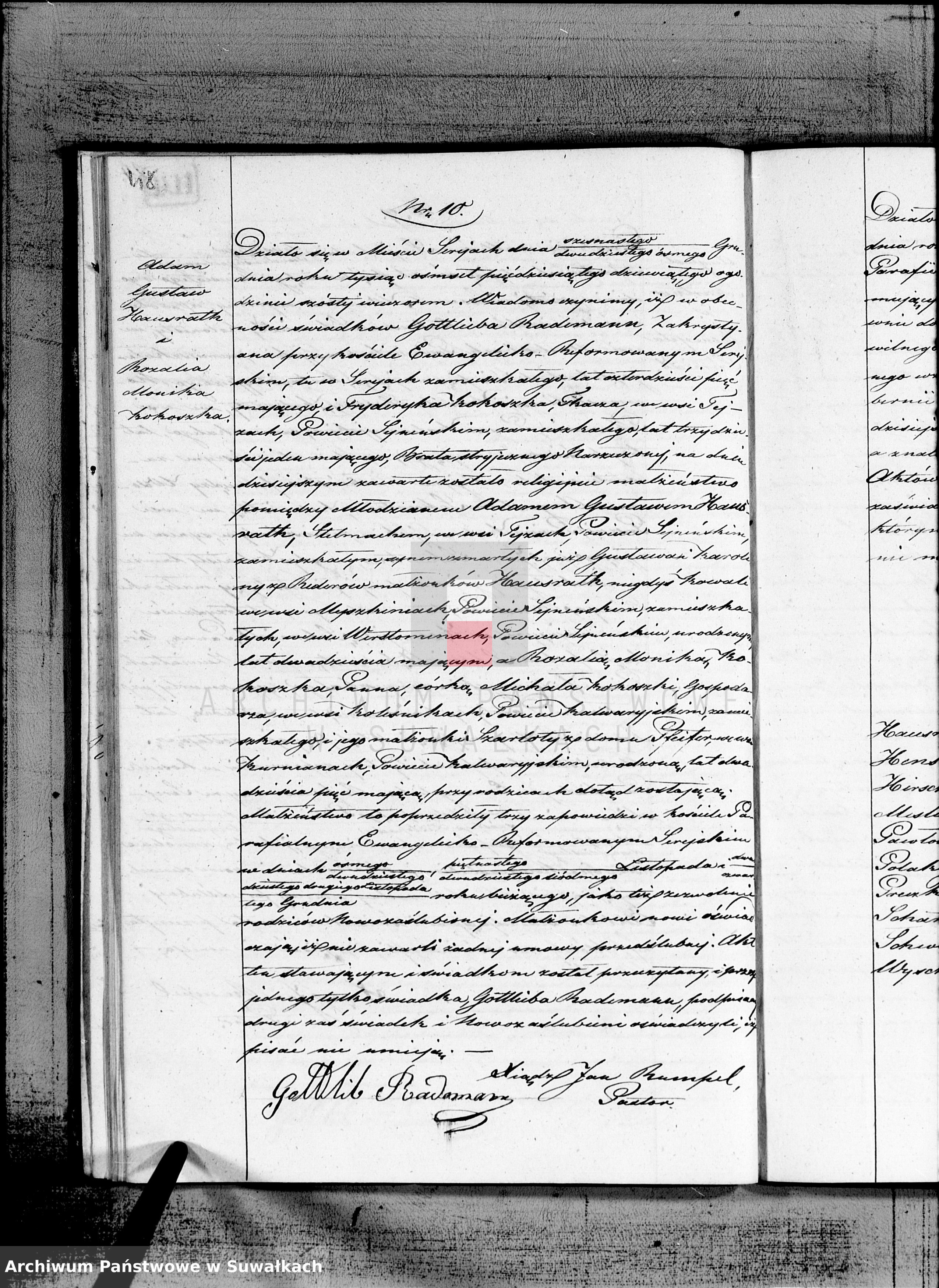Skan z jednostki: Duplikat aktów Stanu Cywilnego urodzeń, małżeństw i zejść Parafii Ewangelicko-Reformowanej Serejskiej na rok 1859