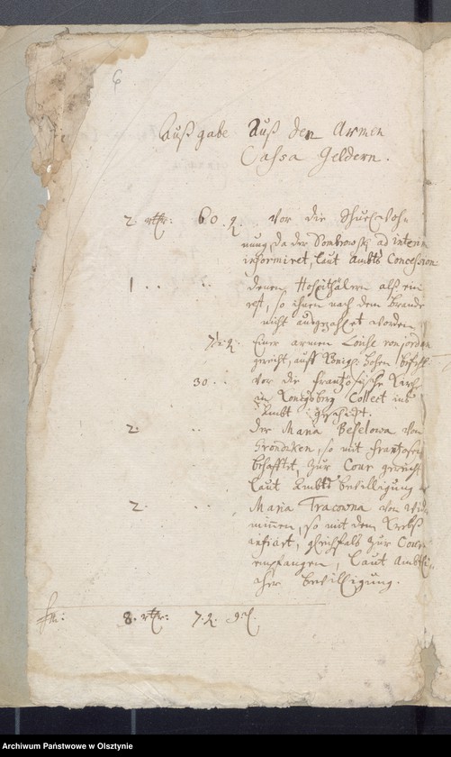 image.from.unit.number "Armen Cassen Rechnung des Widminnschen Kirchspiels"