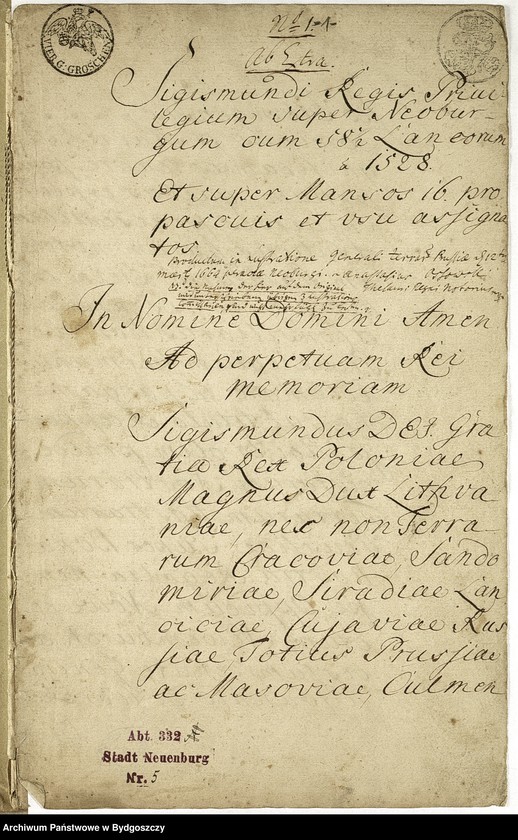 image.from.unit.number "[Odpisy przywilejów nadanych przez Zygmunta I, Stefana Batorego, Zygmunta III, margrabiego Jerzego Wilhelma dla miasta Nowego]"