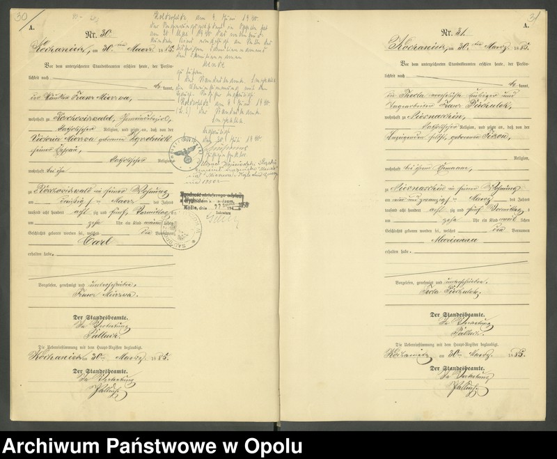 image.from.unit.number "Urząd Stanu Cywilnego Kochaniec Księga urodzeń rok 1885"