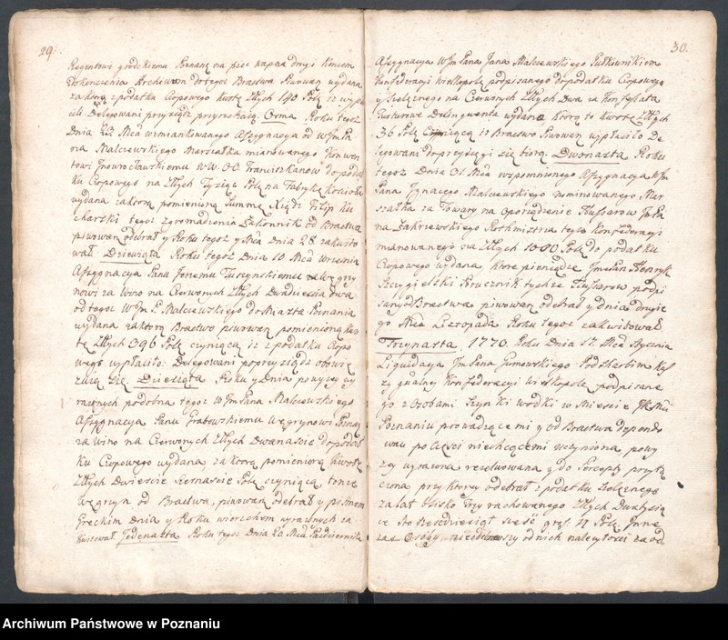 Obraz 19 z jednostki "Prothocollum nobilis officii consularis civitatis SR.Mtis Posnaniae sub notariatu nobilis Michaelis Rürer, SR.Mtis secretarii officii praesentis notarii in anno domini 1774 inhoatum."