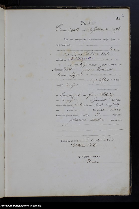 image.from.unit.number "Geburts-Haupt-Register Tom I,Nr 1 - 106"