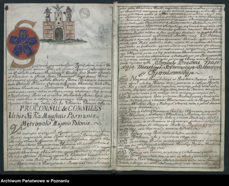 image.from.unit.number "August II (Saski), król polski … potwierdza cechowi stolarzy, tokarzy, szyfterów, organmistrzów i szklarzy w Poznaniu artykuły statutowe transumując treść"