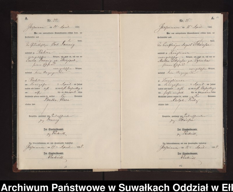image.from.unit.number "Geburts-Neben-Register des Preussischen Standes-Amtes Stasswinnen Kreis Loetzen"