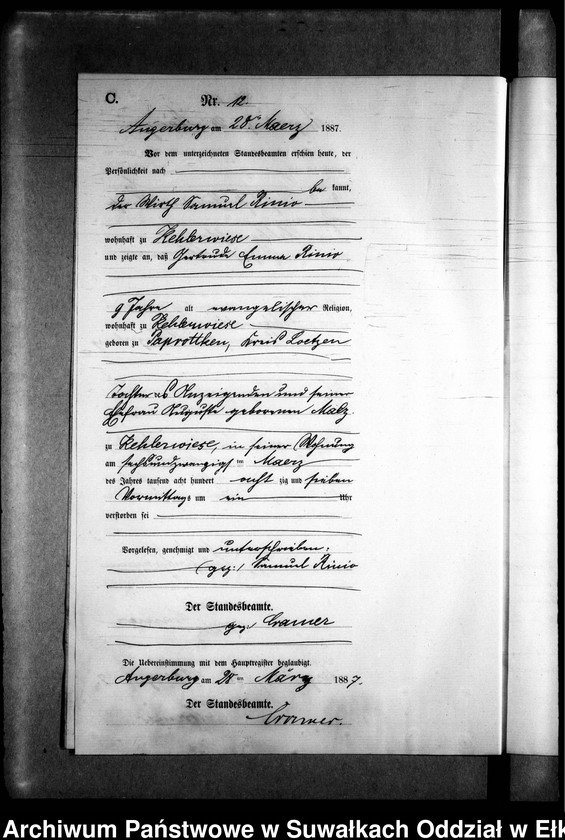 image.from.unit.number "Sterbe-Neben-Register des Preussischen Standes-Amtes Kehlen Kreis Angerburg"