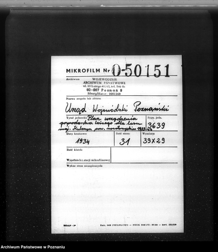 Obraz 2 z jednostki "Plan urządzenia gospodarstwa leśnego dla lasu majętności Kuleczyn w powiat nowotomyski 1933-1943"