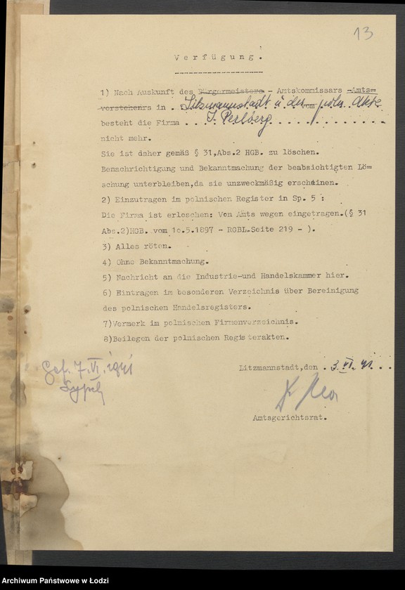 Obraz 15 z jednostki "Józef Perlberg - sprzedaż towarów manufakturowych i chustek"