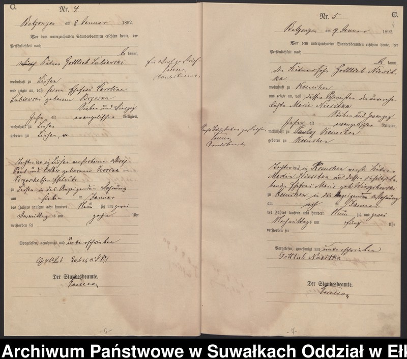 image.from.unit.number "Sterbe-Haupt-Register des Königlichen Preussischen Standes-Amtes Belzonzen Kreis Johannisburg für das Jahr 1888, 1891, 1892 Haupt-Heiraths-Register des Königlich Preussischen Standes-Amtes Belzonzen Kreis Johannisburg  Haupt-eiraths-Register des Königlich Preussischen Standes-Amtes Belzonzen Kreis Johannisburg für das Jahr 1874"