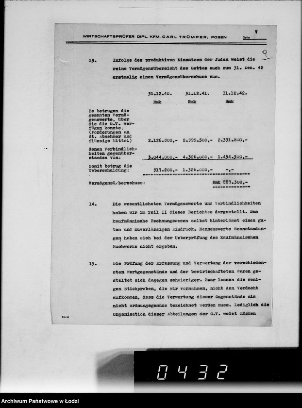 Obraz 13 z jednostki "Bericht über die Prüfung bei der Gettoverwaltung-Litzmannstadt."