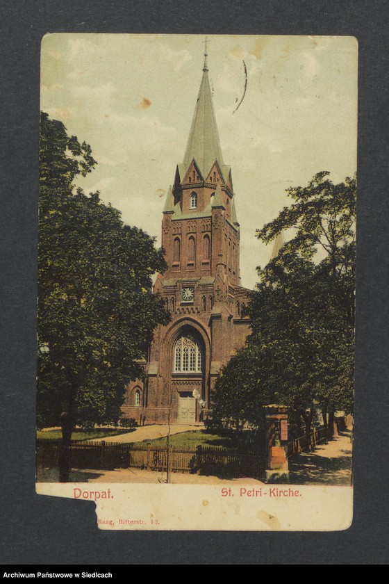 image.from.unit.number "Kościół ewangelicki św. Piotra w Dorpacie w Estonii adresowana do Elżbiety Hallap przebywającej w Petersburgu"