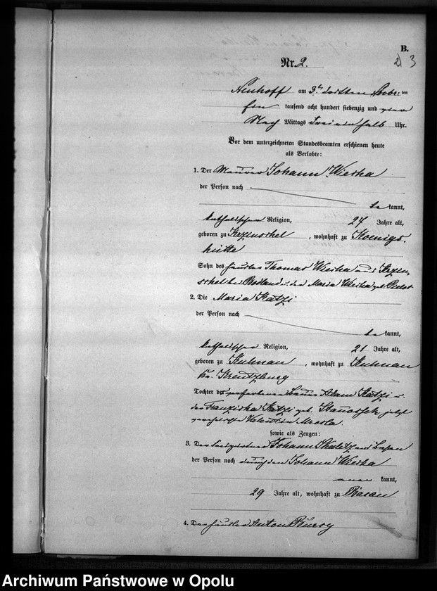 Obraz 6 z jednostki "Heiraths-Neben-Register Kuhnau 1874"
