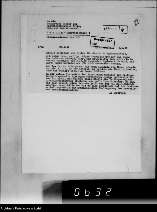 Obraz 20 z jednostki "[Korespondencja z urzędami, instytucjami i firmami] Lit.Fa-Fy."